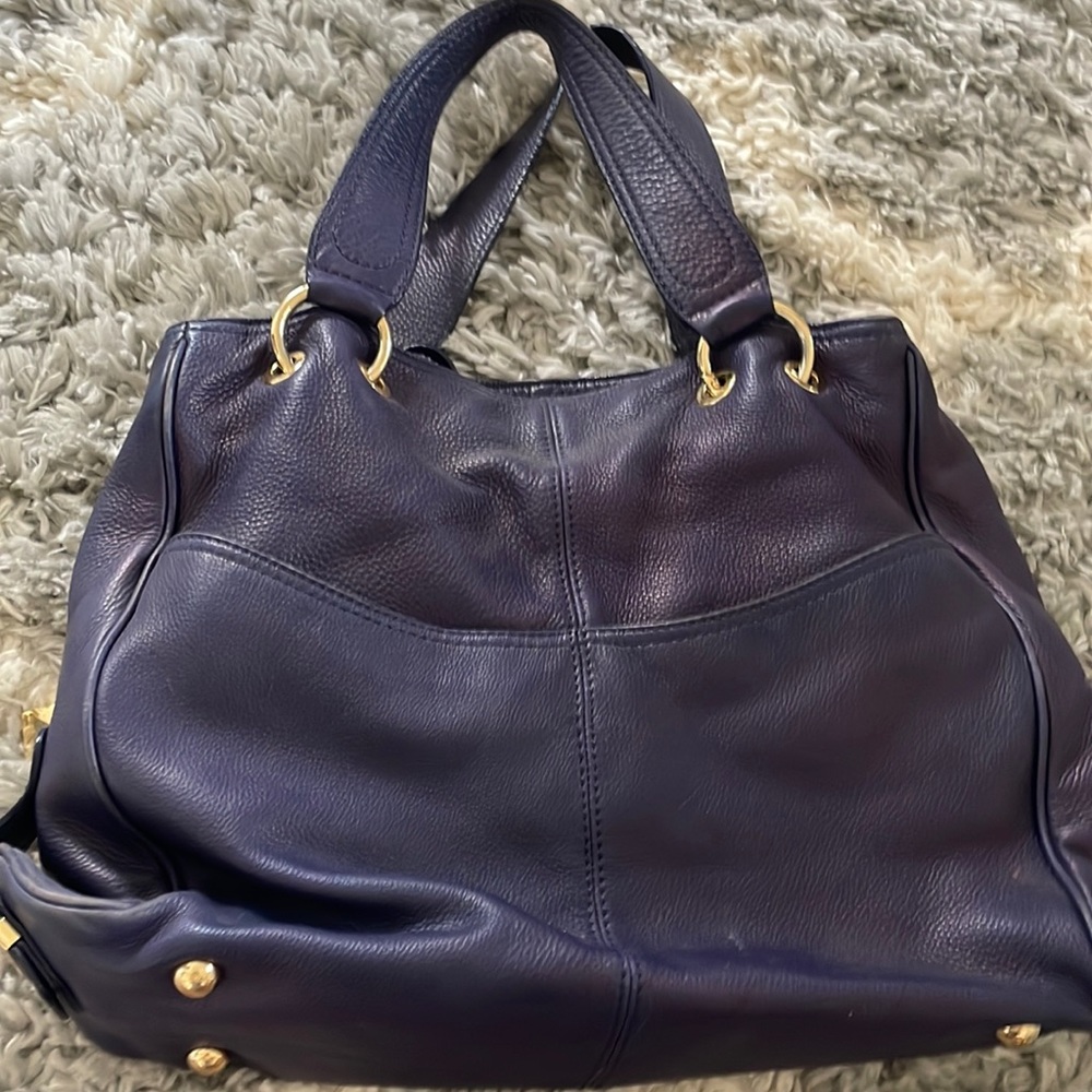 blue leather michael kors bag